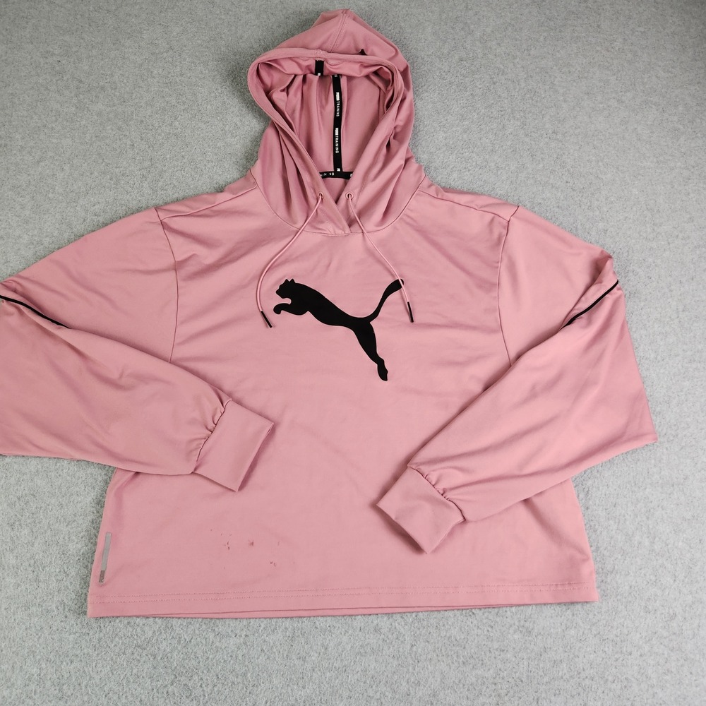 Puma Hoodie Womens Pink Training Workout Activewear Long Sleeve Relaxed‎ Logo